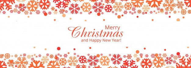 Elegante copos de nieve decorativos feliz navidad tarjeta banner