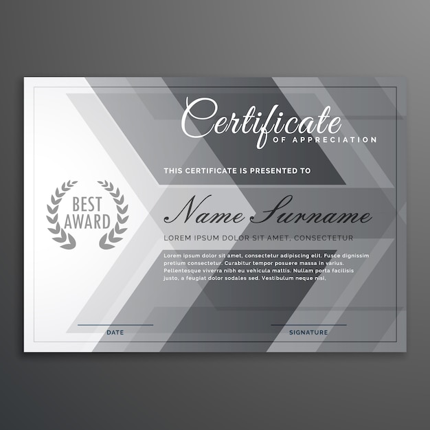 Vector gratuito elegante diploma en color gris