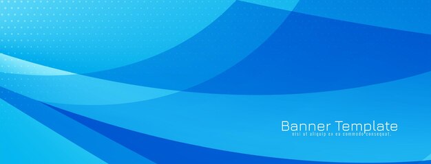 Elegante diseño de banner de color azul de estilo de onda decorativa