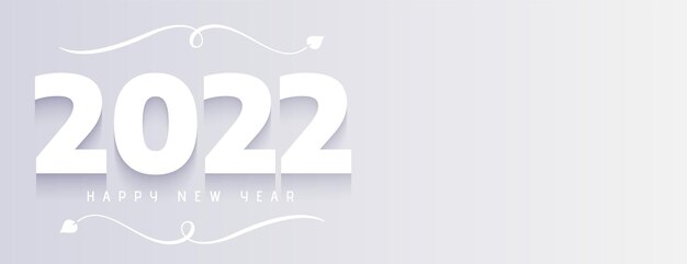 Elegante diseño de banner minimalista de año nuevo blanco 2022