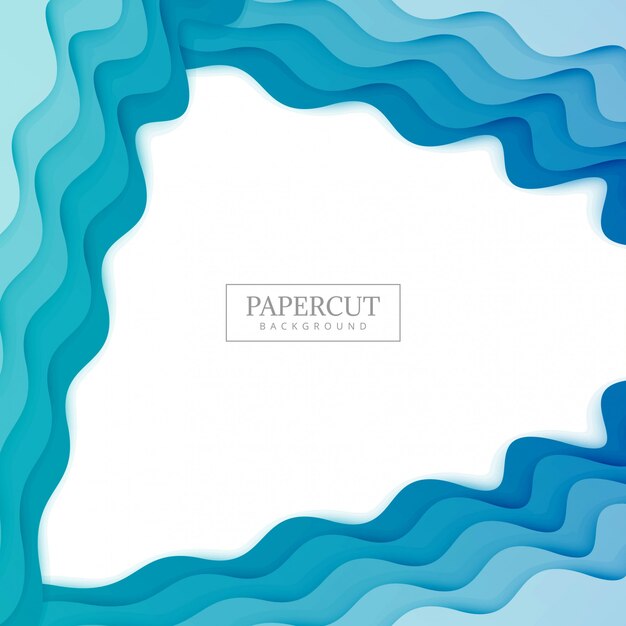 Elegante diseño colorido Papercut ola azul
