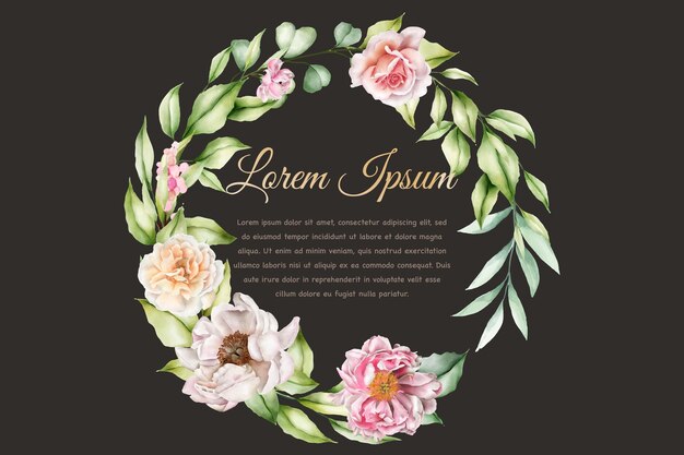 elegante diseño de corona floral y hojas