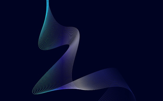 Elegante diseño de fondo abstracto de líneas onduladas con degradado azul