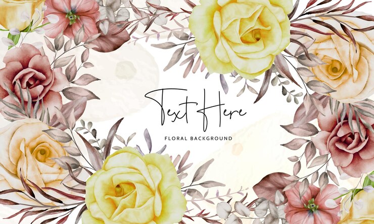 elegante diseño de fondo de flores y hojas de acuarela