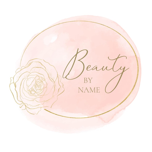 Vector gratuito elegante diseño de logotipo con temática femenina en rosa y dorado.