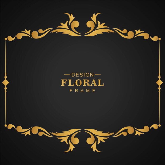 Elegante diseño de marco de lujo floral ornamental dorado.