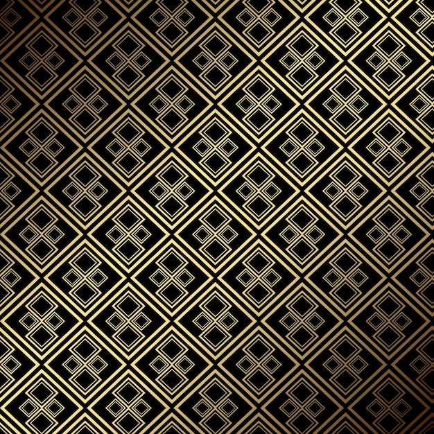 Elegante diseño de patrón de oro y negro de azulejos sin costuras de lujo
