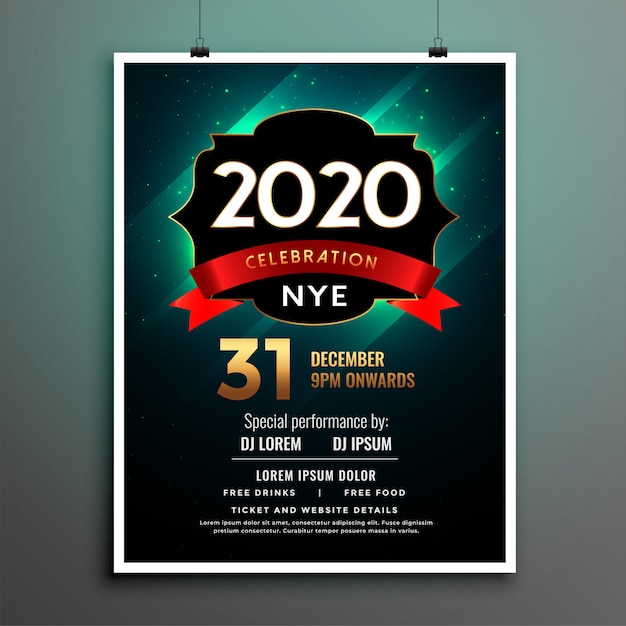 Vector gratuito elegante diseño de plantilla de cartel de flyer de fiesta de año nuevo