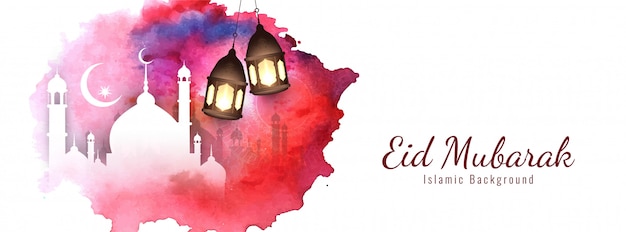 Elegante diseño religioso de eid mubarak.