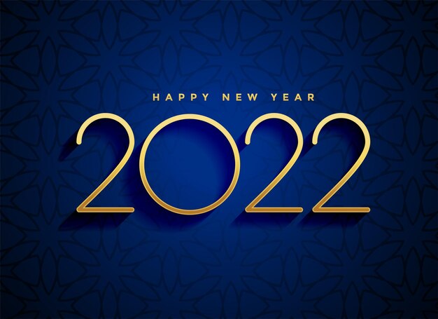Elegante diseño de saludo dorado feliz año nuevo 2022