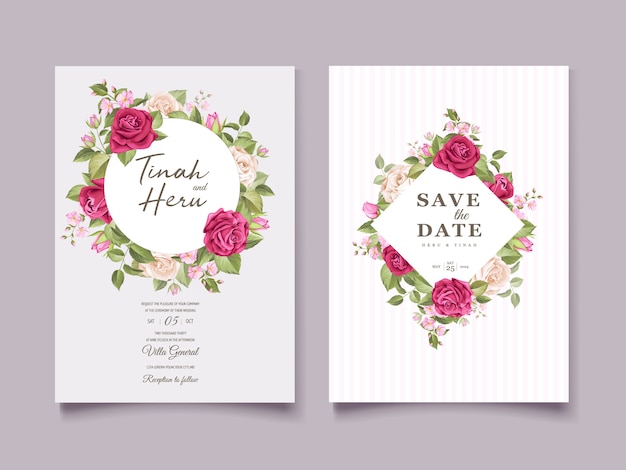 Elegante diseño de tarjeta de boda floral