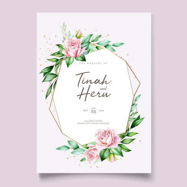 Elegante diseño de tarjeta de boda floral