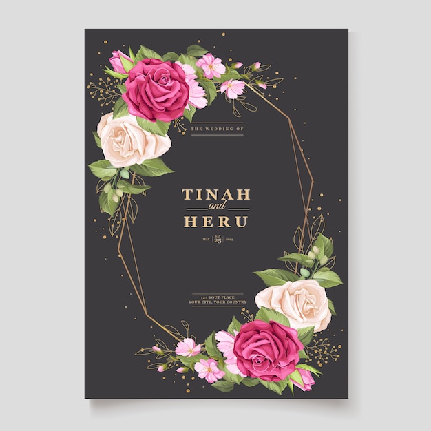 Elegante diseño de tarjeta de boda floral