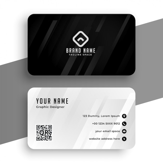 Vector gratuito elegante diseño de tarjeta de visita en blanco y negro