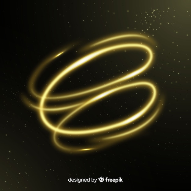 Vector gratuito elegante efecto espiral dorado brillante.