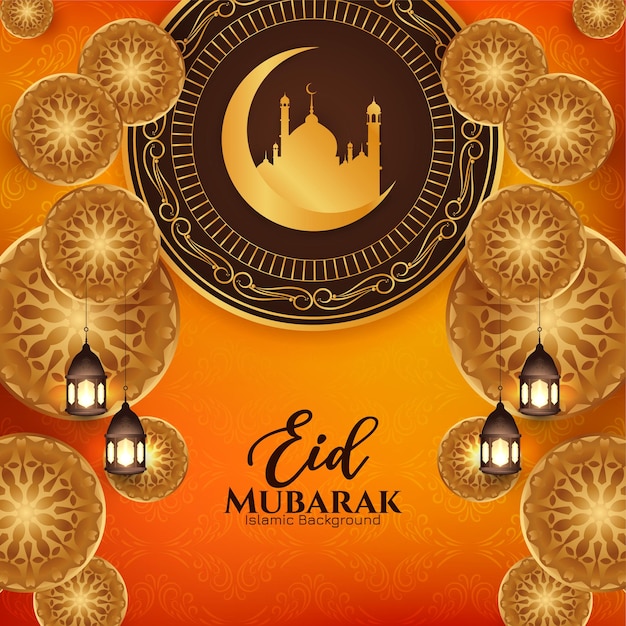 Vector gratuito elegante elegante festival eid mubarak vector de diseño de fondo islámico