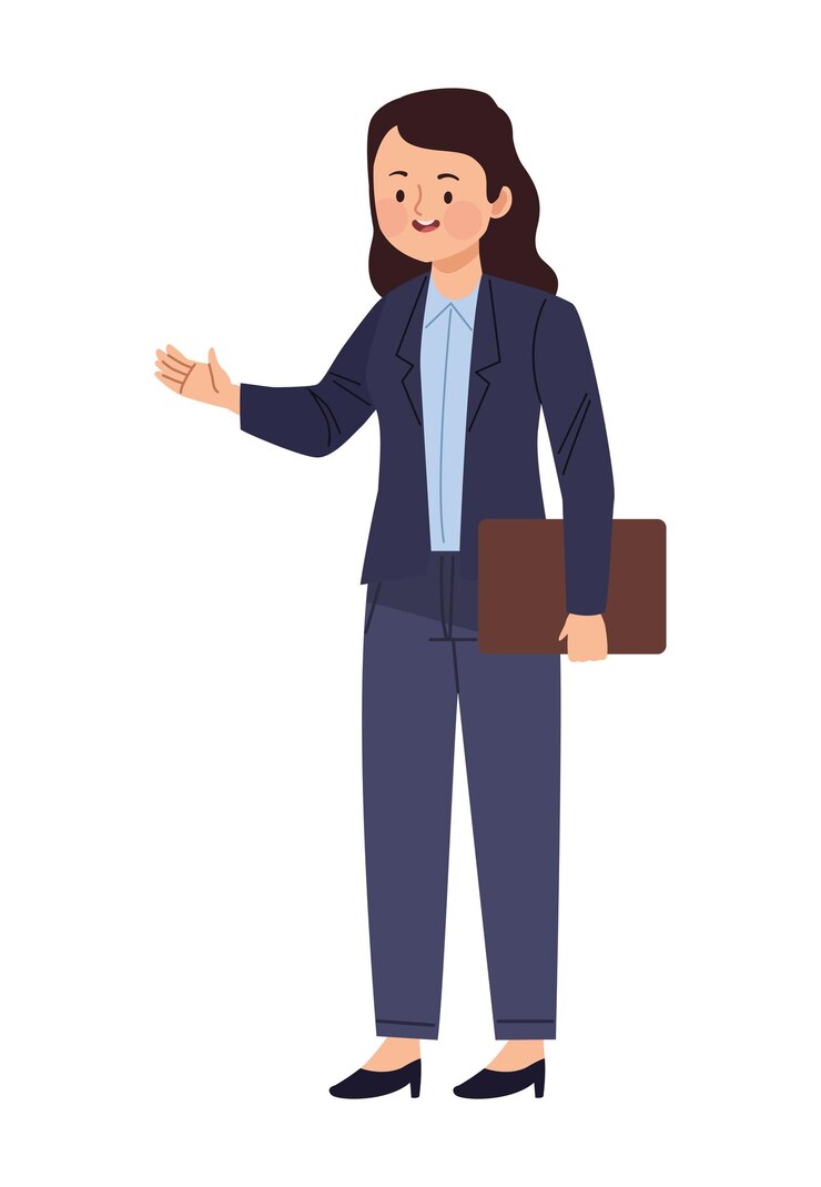 Vector gratuito elegante empresaria con carácter de carpeta