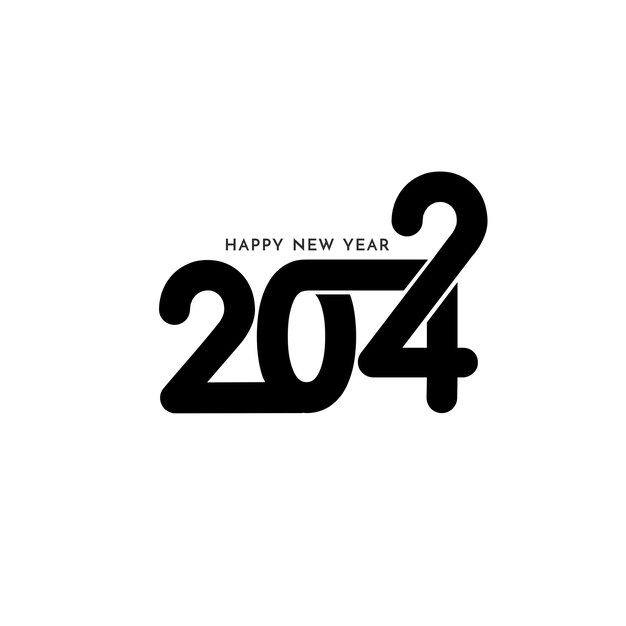 Elegante Feliz año nuevo 2024 diseño de texto moderno en vector de fondo blanco