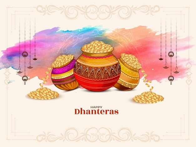 Vector gratuito elegante feliz dhanteras vector de fondo de saludo del festival indio