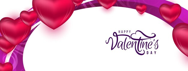 Elegante feliz día de San Valentín celebración hermosa pancarta con corazones vector