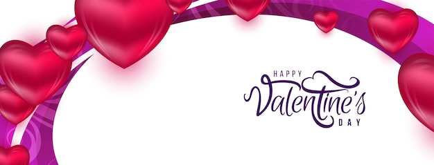 Elegante feliz día de San Valentín celebración hermosa pancarta con corazones vector