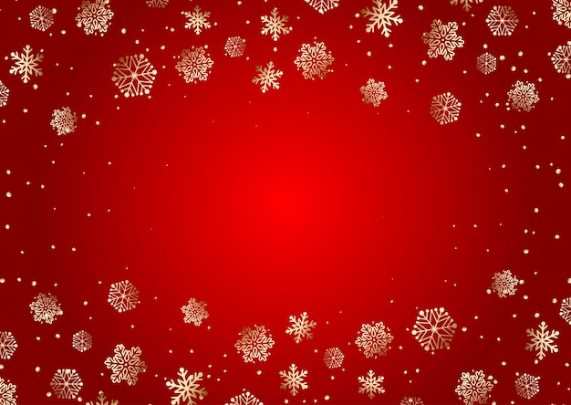 Elegante fondo de copo de nieve de navidad rojo y dorado