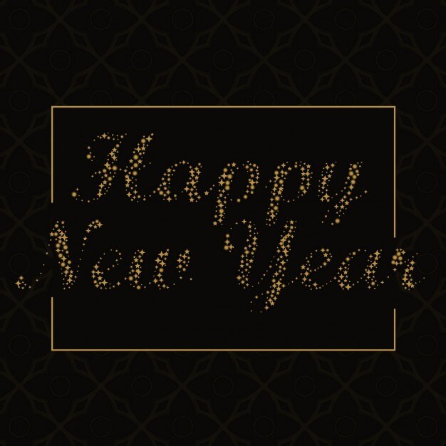 Elegante fondo de feliz año nuevo hecho de estrellas doradas