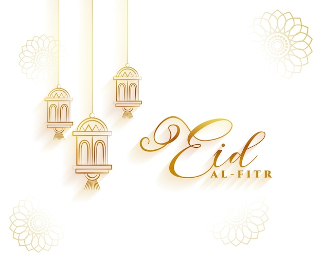 Elegante fondo festivo de eid al fitr con lámpara colgante