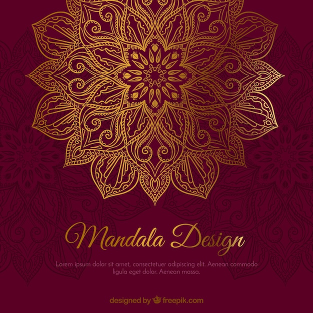 Vector gratuito elegante fondo de mandala dorado dibujado a mano