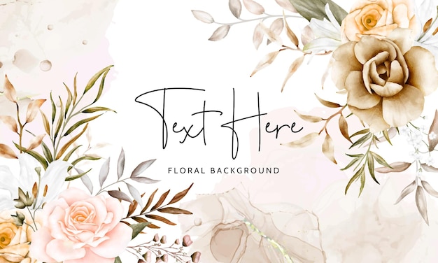elegante fondo de marco de flores con acuarela