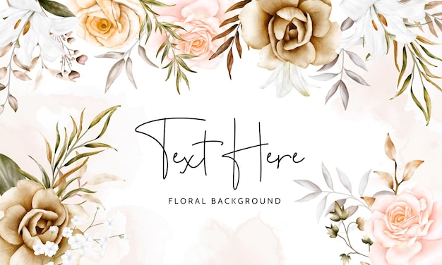 elegante fondo de marco de flores con acuarela