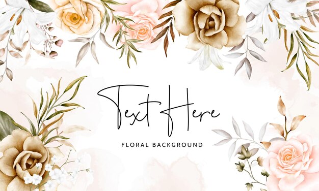 elegante fondo de marco de flores con acuarela