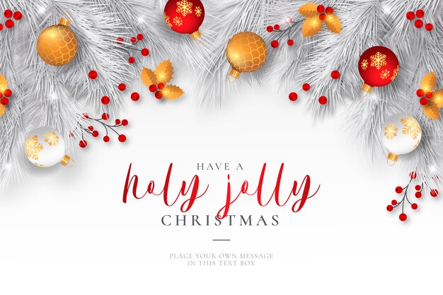 Elegante fondo de Navidad con adornos realistas