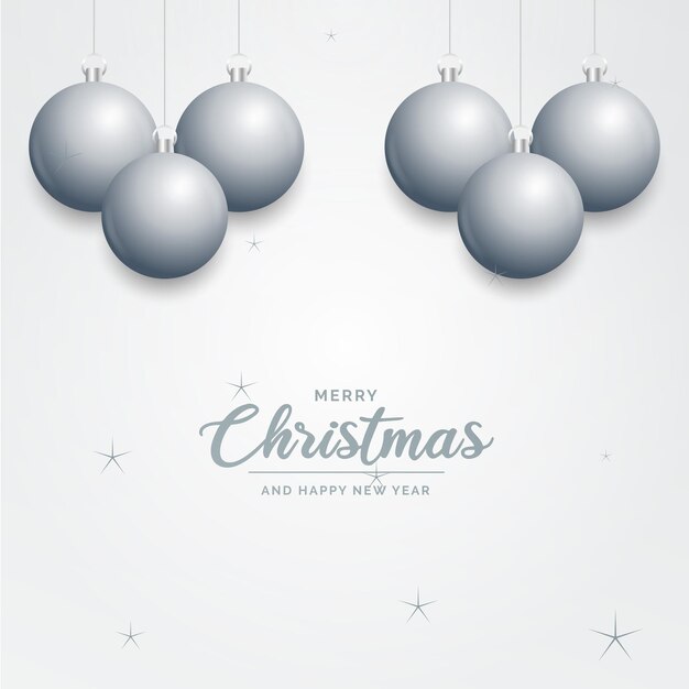 Elegante fondo de Navidad blanco brillante con adornos plateados y lugar para el texto Ilustración vectorial