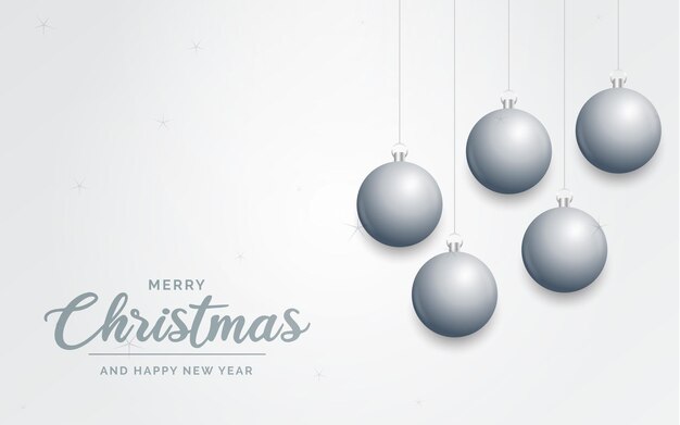 Elegante fondo de Navidad blanco brillante con adornos plateados y lugar para el texto Ilustración vectorial