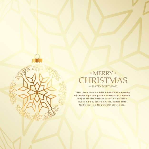 Vector gratuito elegante fondo de navidad con bola colgante de oro hecha de copos de nieve