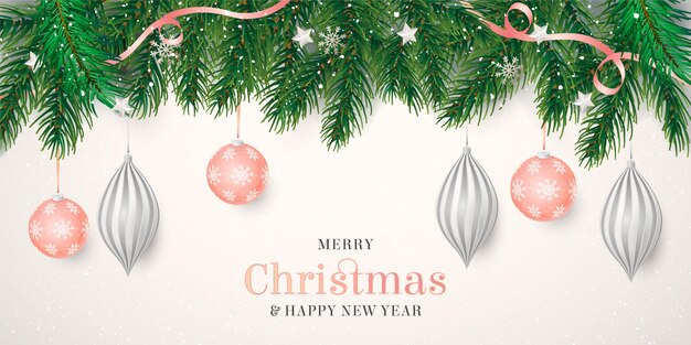 Elegante fondo navideño con decoración realista