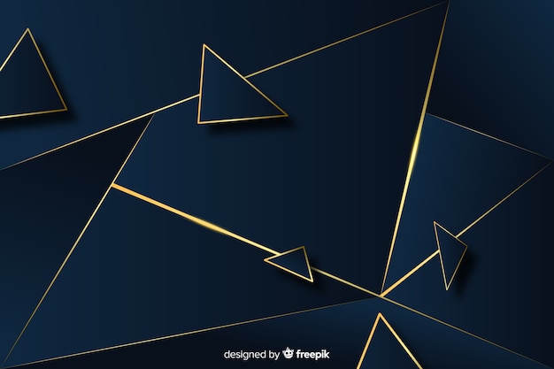 Elegante fondo poligonal oscuro y dorado.