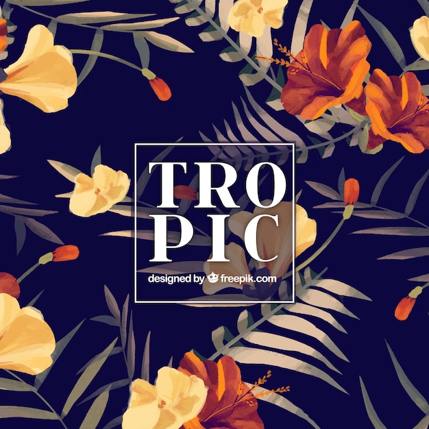 Vector gratuito elegante fondo tropical pintado a mano