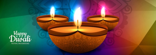 Vector gratuito elegante ilustración de banner para la celebración del festival indio diwali