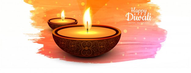 Elegante ilustración de banner para la celebración del festival indio diwali