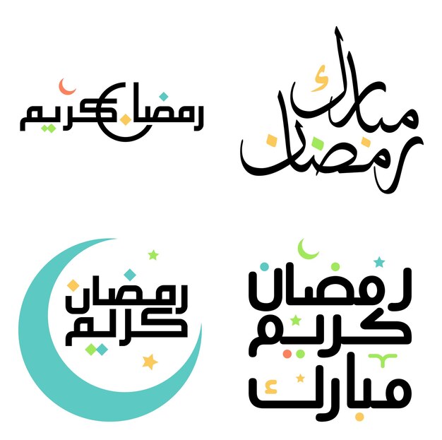 Elegante ilustración vectorial negra de los deseos de Ramadán Kareem en caligrafía árabe