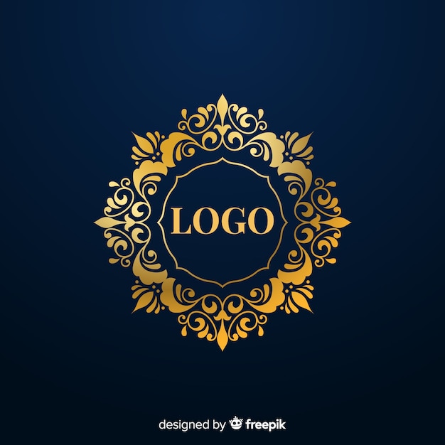 Elegante logo ornamental dorado