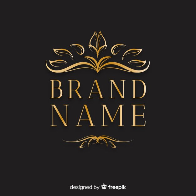 Elegante logo ornamental con hojas