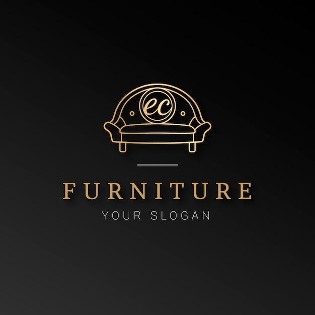 Vector gratuito elegante logotipo de muebles dorados