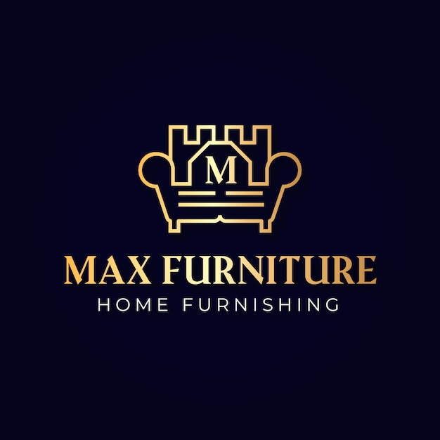 Elegante logotipo de muebles dorados