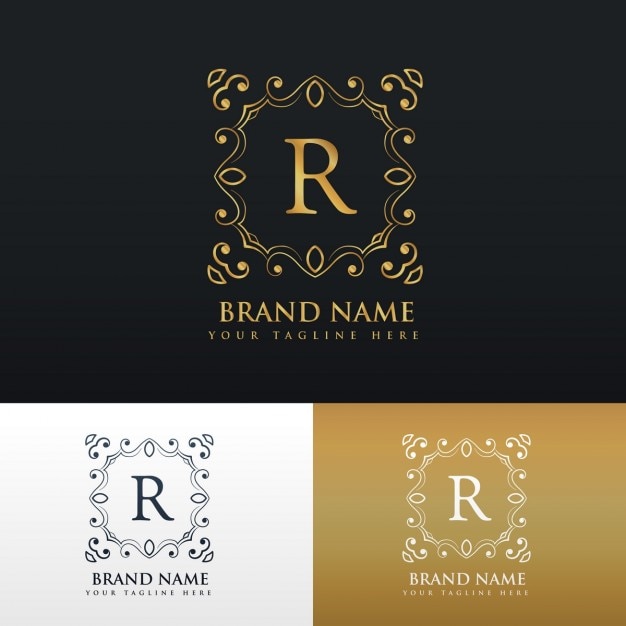 Elegante logotipo ornamental con la letra r