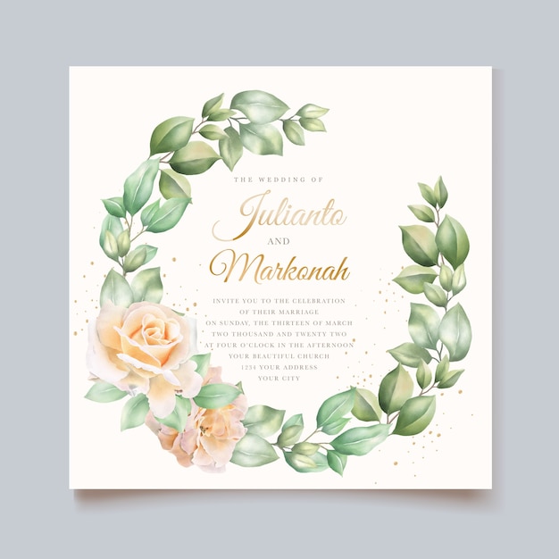 Vector gratuito elegante mano dibujo invitación de boda floral