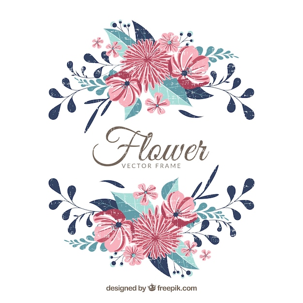 Vector gratuito elegante marco floral con flores rojas