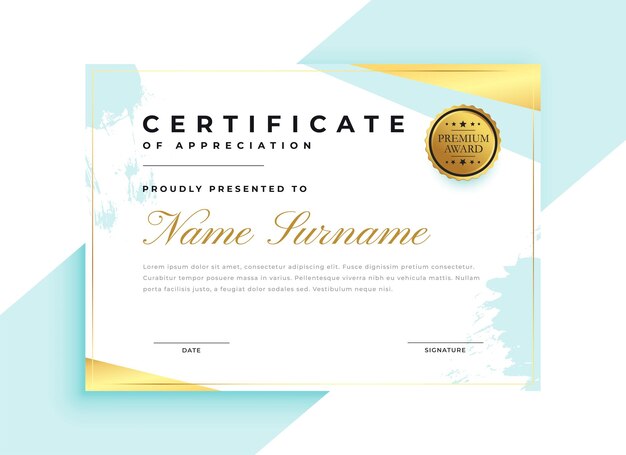 elegante modelo de certificado de logro para la oficina corporativa